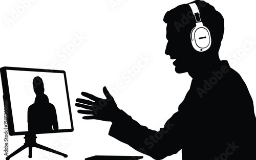 Online Video Call Communication Remote Work Illustration