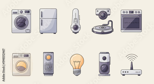 Flat icons of smart home appliances and devices (1)