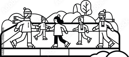 people ice skating outdoors in winter