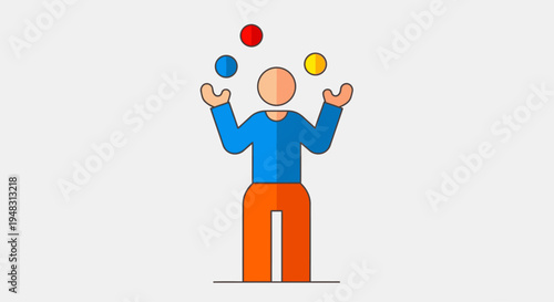 American juggler performs at outdoor Circus on a sunny Day