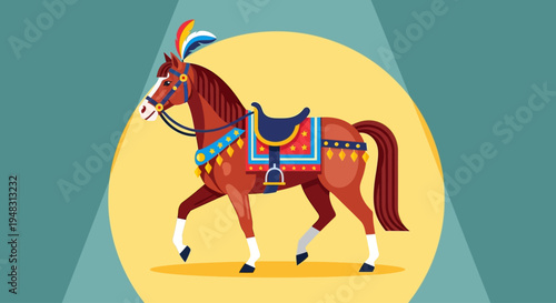 American Circus Horse Performs on a Sunny Day