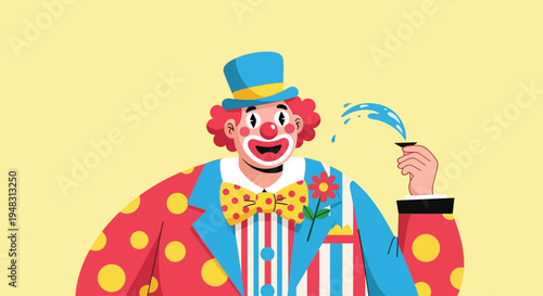 American clown performs at a lively circus on a sunny day