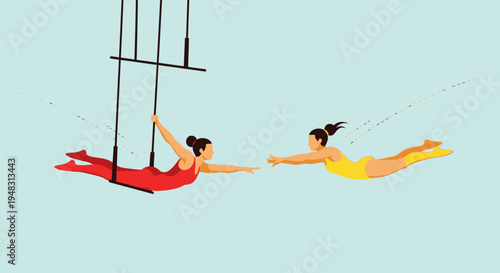 American acrobats perform aerial stunts on a sunny day at the vibrant circus.