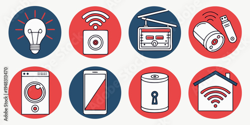 a collection of icons representing various technology and internet concepts Vector
