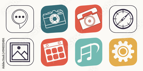 a collection of icons for different applications Vector