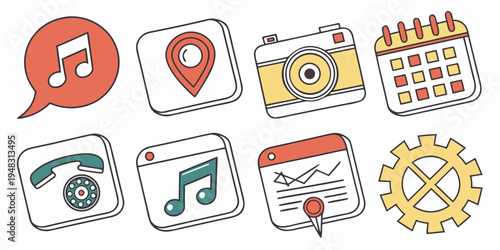 a set of colorful application icons on a white background Vector