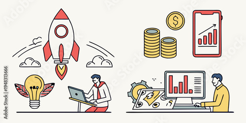 business professionals launching a startup Vector