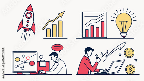 business growth and success concepts Vector