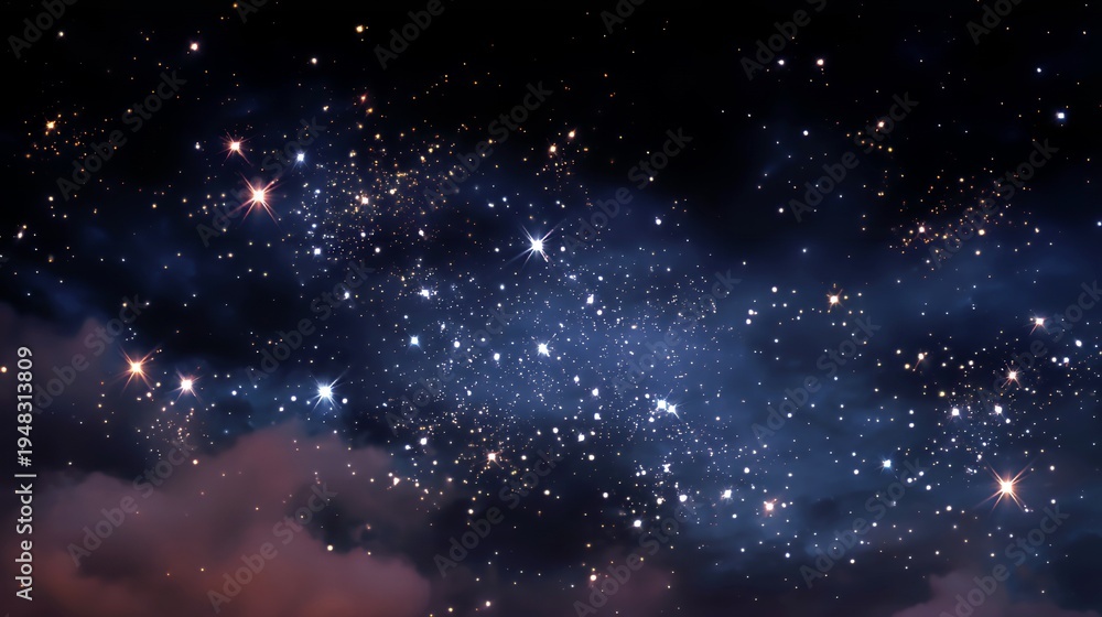 Fototapeta premium Stellar Dreamscape: Celestial Nebula with Glowing Star Clusters