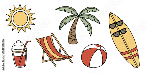 a collection of summer vacation icons Vector