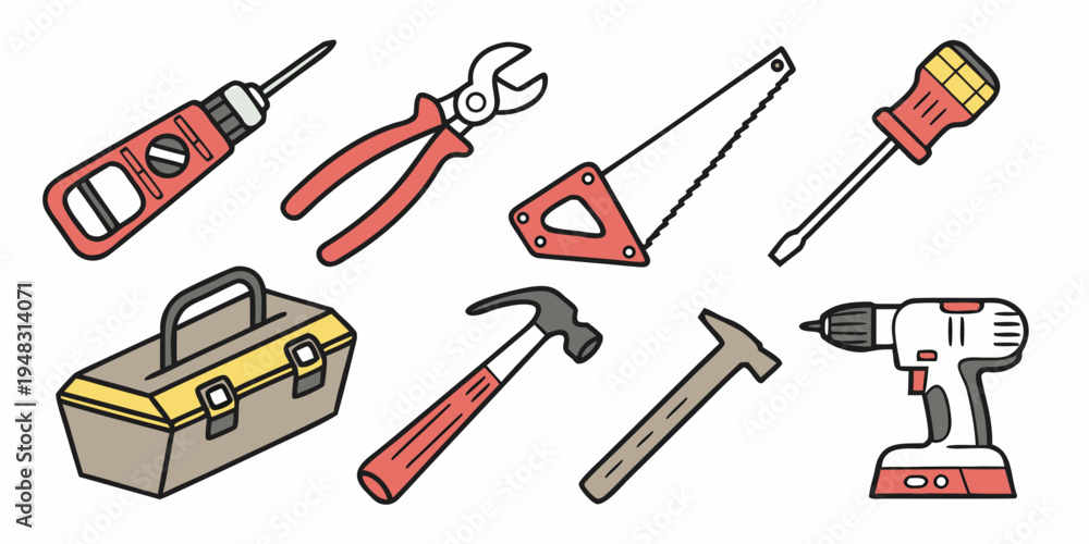 Obraz premium a collection of tools for various tasks and projects Vector