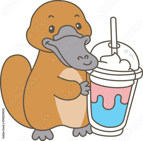 Cute set of platypus sticker with activity. Platypus 
