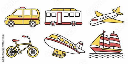 a collection of transportation vehicles Vector