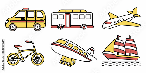 a collection of transportation vehicles Vector