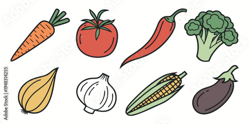a variety of fresh vegetables Vector