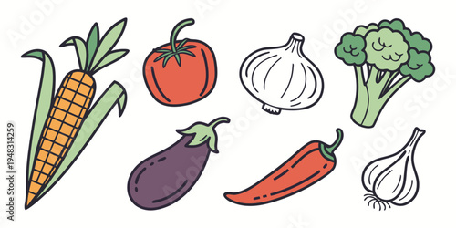 a group of colorful vegetables on display Vector
