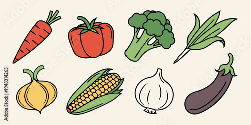 a variety of colorful vegetables on display Vector