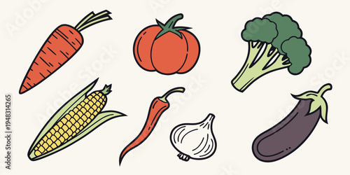a group of fresh vegetables on display Vector