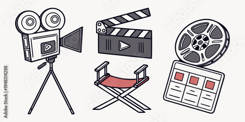 film making equipment icons Vector