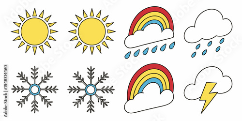 weather icons with various meteorological symbols Vector