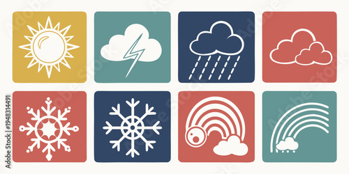 weather icons for different conditions and forecasts Vector