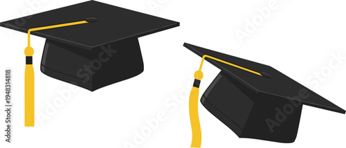 Graduation Cap Mortarboard Icon Vector Illustration with Academic Hat and Tassel Symbol for Education University Graduation Ceremony and Learning Design