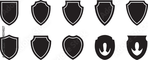 Set of 8 security shield icons vector