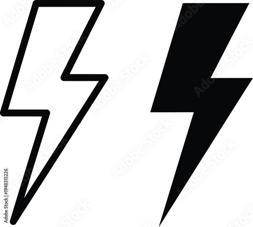 Black and white lightning bolt icons on a plain background