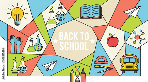 Back to School flat design illustration with education and science icons