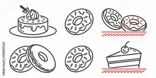 a collection of cake and pie illustrations Vector