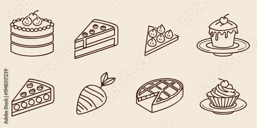 a collection of different desserts Vector