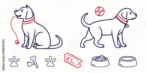 dogs and their accessories Vector