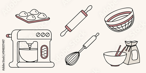 kitchen baking tools and equipment Vector