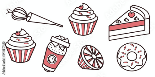 a collection of sweet treats and desserts Vector