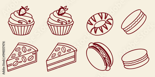 a collection of various sweet baked goods Vector