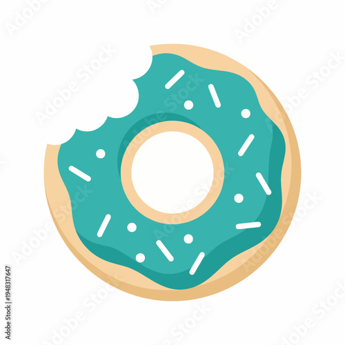 This image features a vibrant donut with a turquoise icing and white sprinkles, capturing a delicious and fun treat perfect for dessert lovers and food photography.