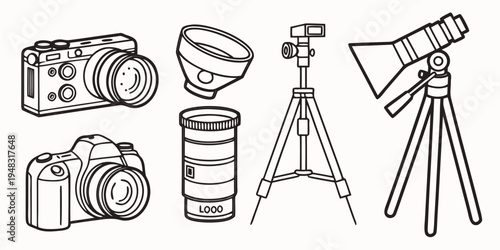 a collection of photography equipment Vector