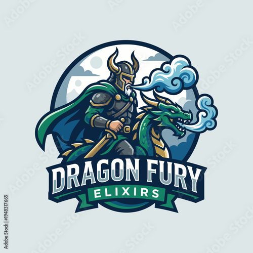 This striking image features a Viking warrior riding a majestic dragon against a dramatic moonlit background, showcasing themes of bravery, fantasy, and heroic adventures.