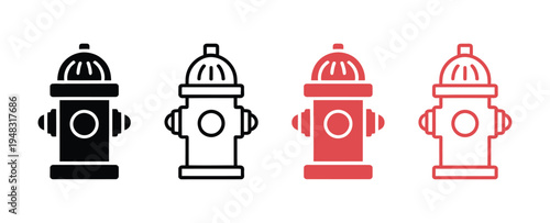 Fire hydrant icons silhouette water hydrant symbols vector