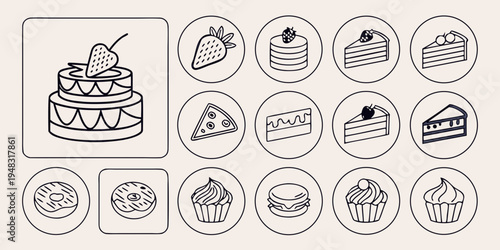 a collection of icons related to food and restaurant Vector