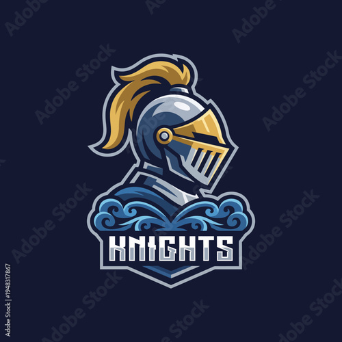 This striking image showcases a stylized knight's helmet, combining elements of valor and fantasy in a modern art style, appealing to gamers and medieval enthusiasts.