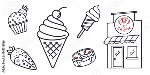 a variety of sweet treats and a bakery Vector