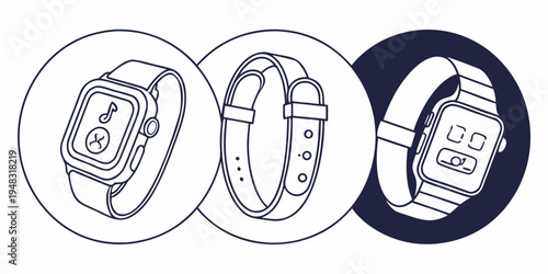 a smartwatch with a square face and a strap Vector