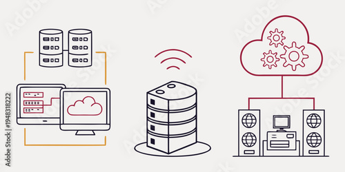 cloud computing and data storage systems Vector