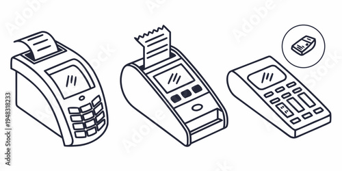 three different types of payment terminals are shown Vector