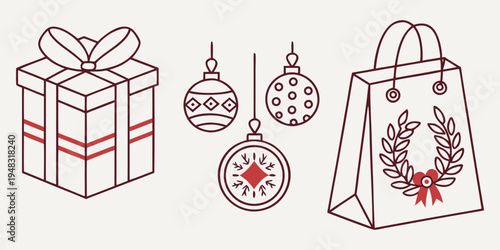 christmas gift and decorations Vector