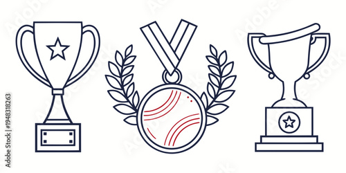 trophy, medal, and cup icons for awards and recognition Vector