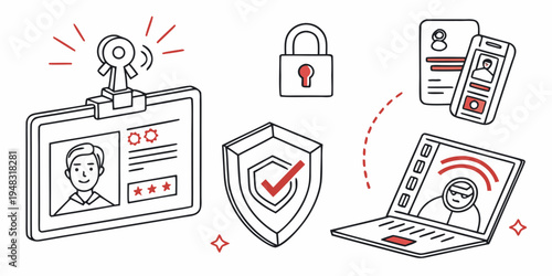 a group of security icons for identity verification Vector