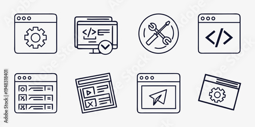 collection of web development icons Vector