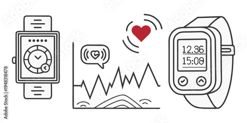 smartwatch with heart rate monitor and notifications Vector